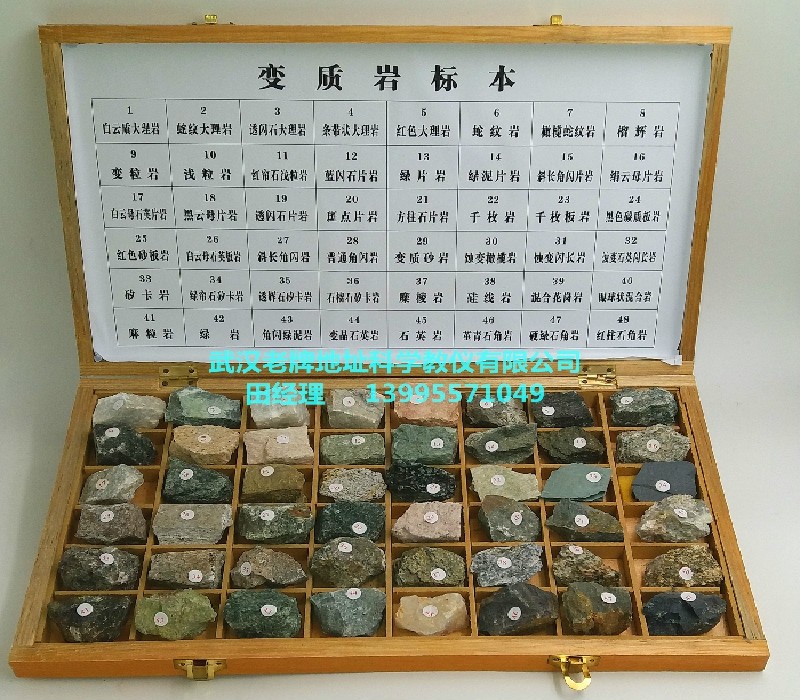 木盒装48种变质岩标本中小学地理地质教学仪器