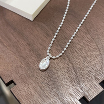 Oval Card Pendant Necklace Woman Retro Fashion Personality Temperament Brief S925 Silver Collarbone Chain Ins Small Crowdneck Chain