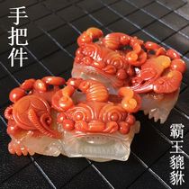 The new Yunnan Huanglong jade eggplant mountain pretty color sands material overlord Pixiu hand parts Seiko hand-carved origin direct sales