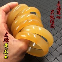 Yunnan Longling natural yellow dragon jade bracelet water flushing material chanterelle yellow water grass fancy color jade bracelet origin factory direct sales