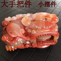 Huanglong jade Pixiu handle decoration Yunnan Longling eggplant Mountain overlord Pixiu handle decoration Lucky town house