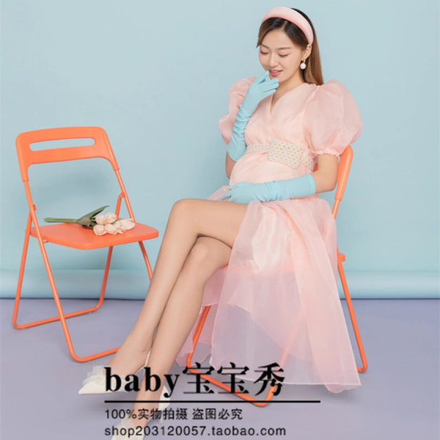 2023 New Maternity Clothing Photo Studio Themed Pregnancy Photography Photo Clothes Pregnant Mommy Gentle Pink Photo Clothes