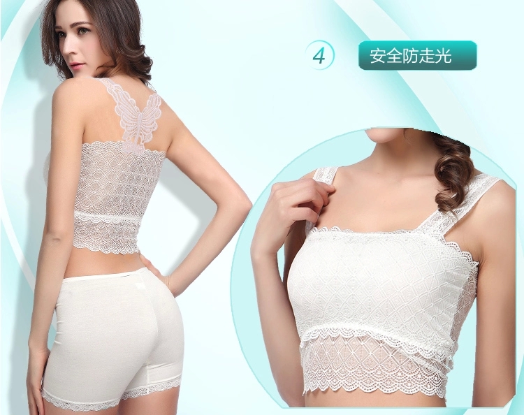 Đen sling đáy phần ngắn Slim-proof chống ánh sáng ren bọc ngực ống top cô gái sinh viên phần mỏng đồ lót hoang dã mùa hè