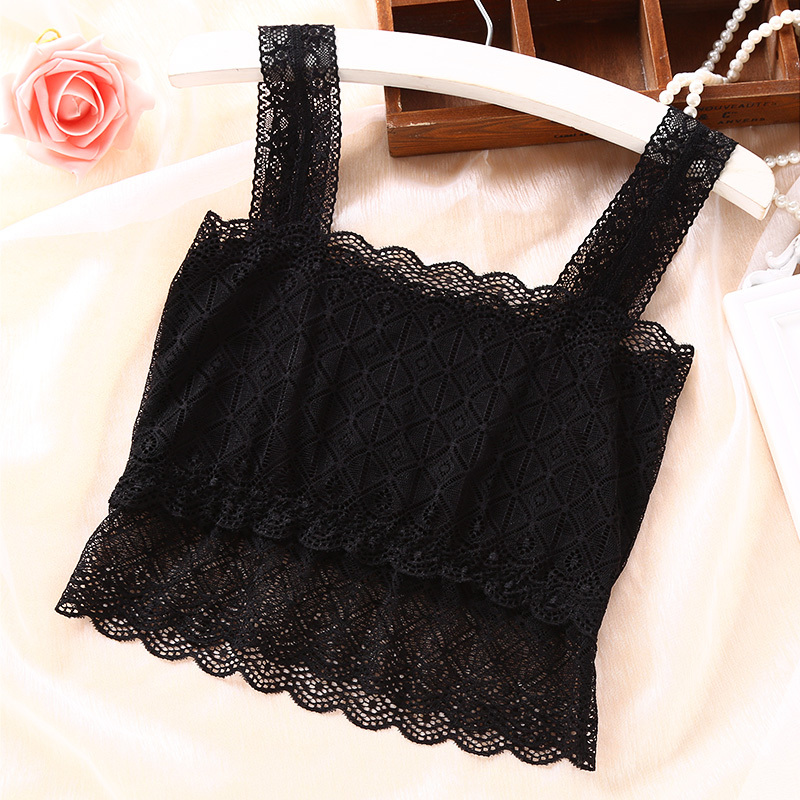 Black Camisole, Short, Slim Fit, Anti-Exposure, Lace Bandeau, Plus Size, Thin Summer Underwear, Free Shipping