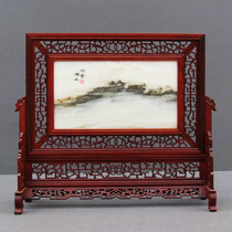 Red sour branch natural marble screen screen screen solid wood mahogany screen screen screen home carving ornaments