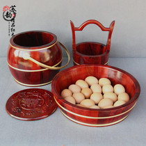 Solid wood mahogany descendant barrel ornaments large red acid branch wood carved descendant barrel three-piece toilet bucket wedding supplies