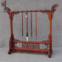 Solid wood mahogany brush holder leaflet red sandalwood large pen holder pen holder pen rest study Four Treasures calligraphy supplies