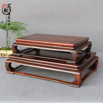 Mahogany Ming style red acid branch Qishi Jade Teapot Wood carving ornaments Flower pot scene base Rectangular table base base base