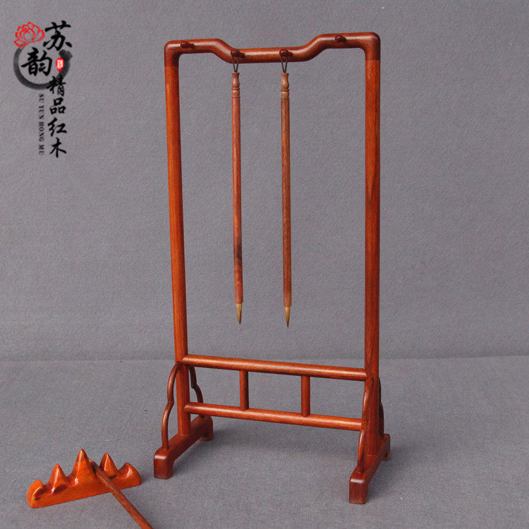 Mahogany pen holder Brush hanging solid wood brush pen holder Large acid branch brush pen holder Pen hanging calligraphy supplies