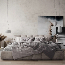 Bed Nordic ins style style double bed master bedroom cloth bed light luxury soft bed tatami simple modern cloth bed