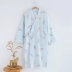 Áo ngủ kimono Nhật Bản của phụ nữ cotton tinh khiết vào mùa xuân và mùa hè yukata mỏng giữa chiều dài của Nhật Bản và áo choàng tắm gió bông lỏng - Night Robe