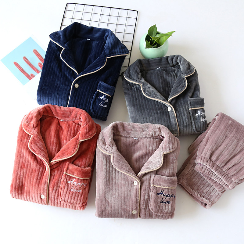 Couple's sleepwear men and women Winter thickened Coral Suede Warm Plus Suede Flannel Suede Suit Autumn Winter