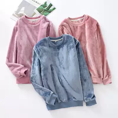 Single coat winter coral velvet pajamas ladies plus velvet thickened warm autumn winter flannel spring and autumn home wear