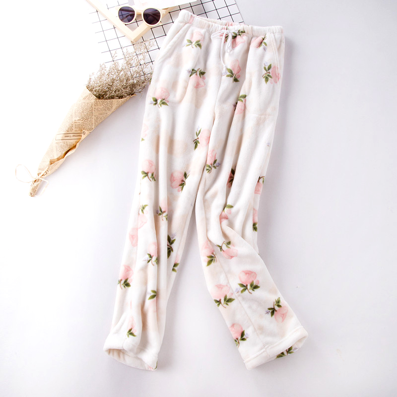 Quần mùa đông nữ giản dị quần nhung san hô ngủ quần dày quần flannel đồ ngủ Quần nữ mùa đông tăng quần ngố nam