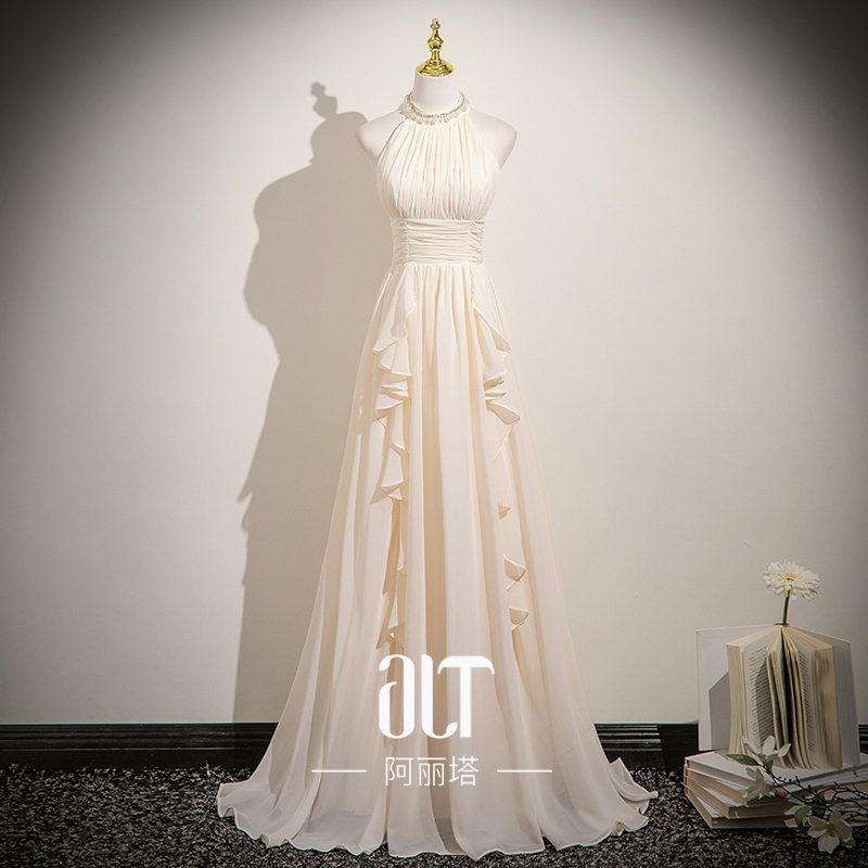 Alita 2025 New White Evening Dress for Women, High-End Elegant Socialite Banquet Host Long Dress Alita 2025 New White Evening Dress for Women, High-End Elegant Socialite Banquet Host Long Dress