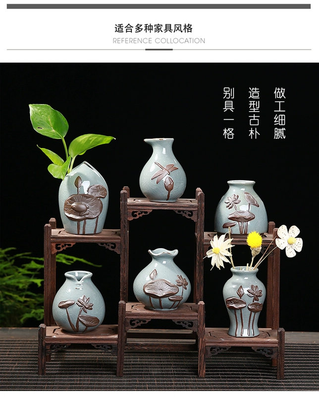 Geyao gốm bình nhỏ trang trí đồ trang trí nhỏ bỏ túi nhỏ nước ngọt nâng cao thì là xanh hộp thủy canh - Vase / Bồn hoa & Kệ