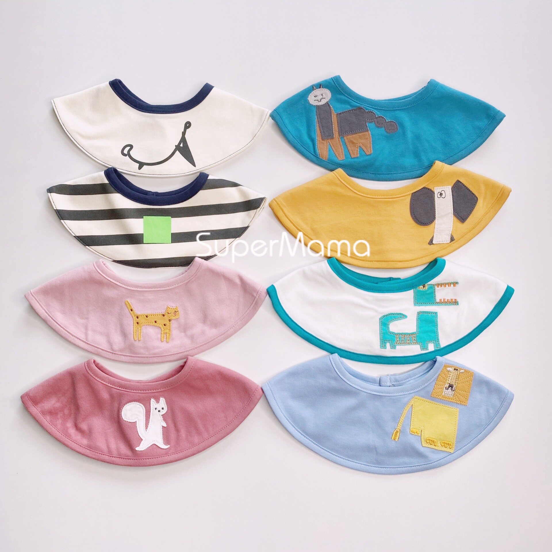 2 pack infant saliva bib autumn and winter anti-spitting milk round rotating newborn baby to eat small bib cotton