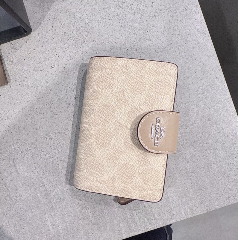 Coach Wallet Women's Wallet Snap Button Zipper Coin Purse Leather Wallet Genuine Leather Bifold Card Holder New Model Carriage