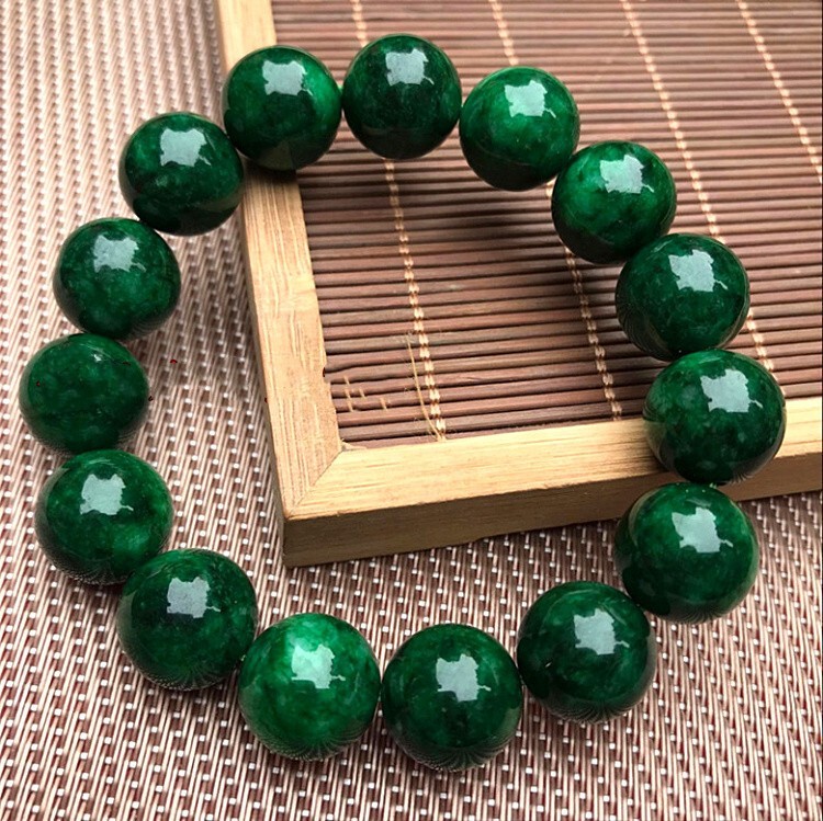 Jade Emerald Dry Green Iron Dragon Single Circle Buddha Bead Bracelet Bracelet Gift for Men and Women Jade Emerald Dry Green Iron Dragon Single Circle Buddha Bead Bracelet Bracelet Gift for Men and Women