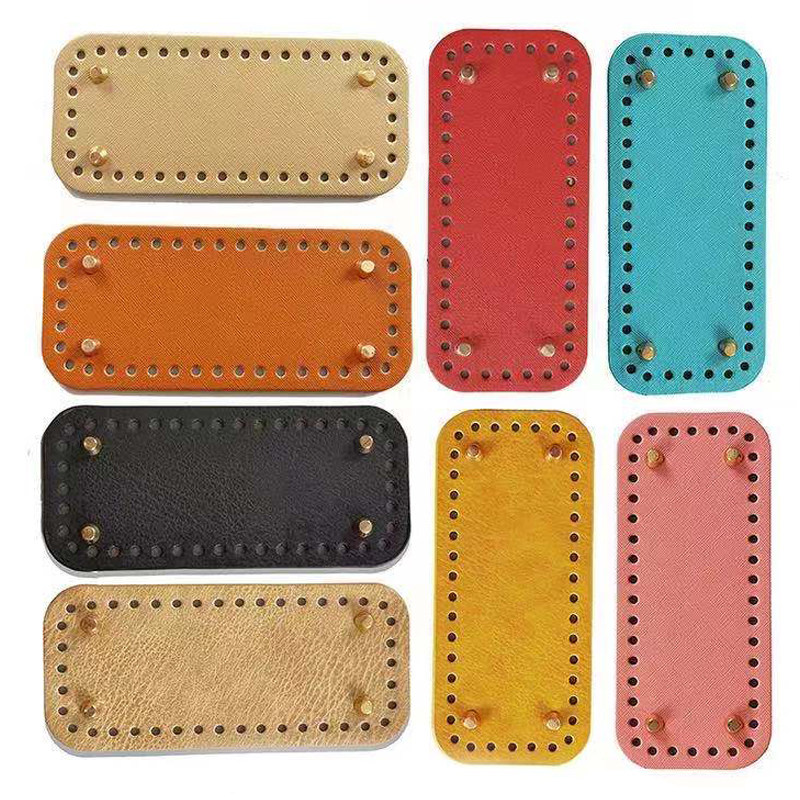 Hand woven bag bottom diy detachable rivet diy bag bottom 8X18cm manual bag PU leather accessories
