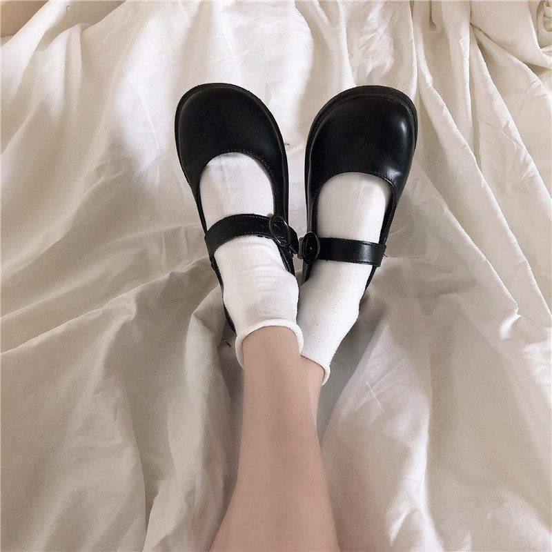 Short socks female pure cotton shallow Japanese sister in spring and autumn pure black and white Korean student short stockings