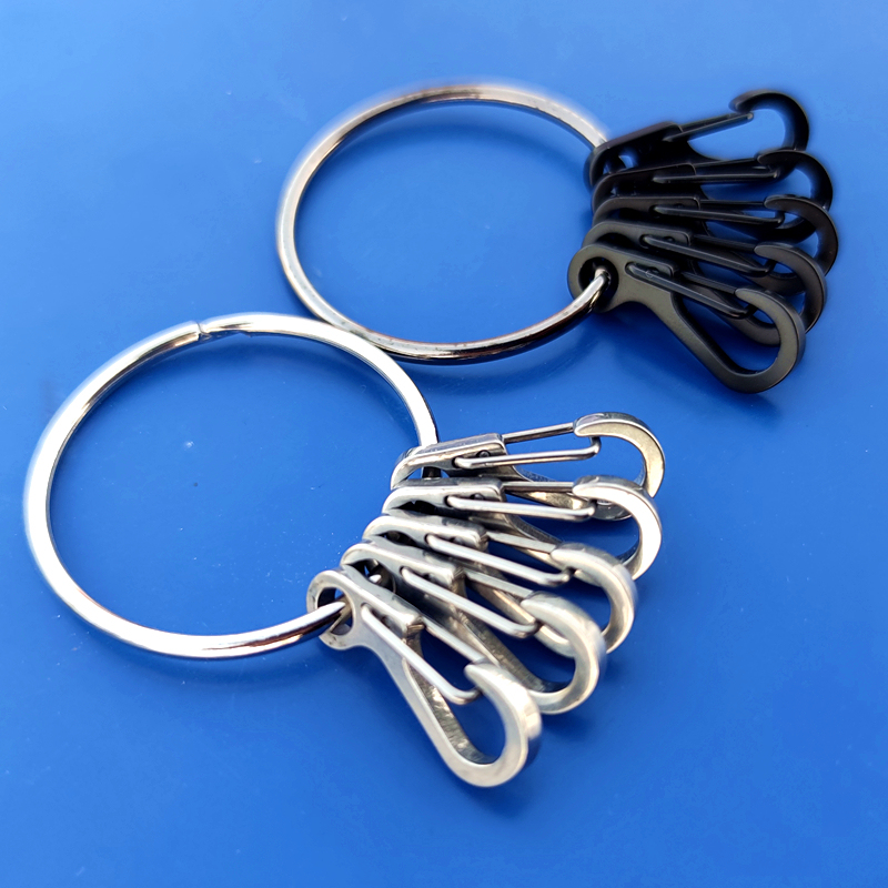 Quick-Release Ring Set Spring Snap Hook Carabiner Quick-Hook Classification Storage Keychain Edc Key Ring Stainless Steel Hook