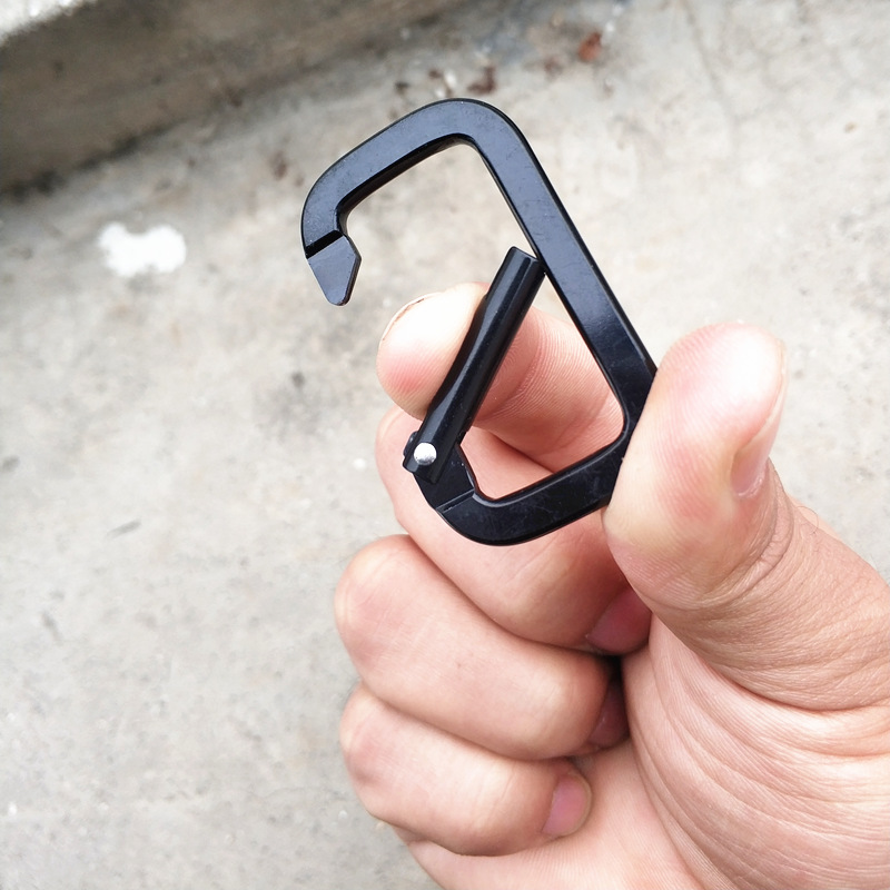 Rectangular pure black carabiner runner buckle luggage keychain pendant mini buckle special-shaped buckle open ring