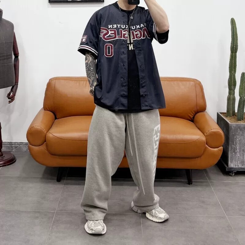 Big Clearance Sale! Fully Embroidered Hip-Hop Rap Dj Street Dance Button-Up Cardigan Baseball Shirt Baseball Uniform Short-Sleeve T-Shirt for Men and Women