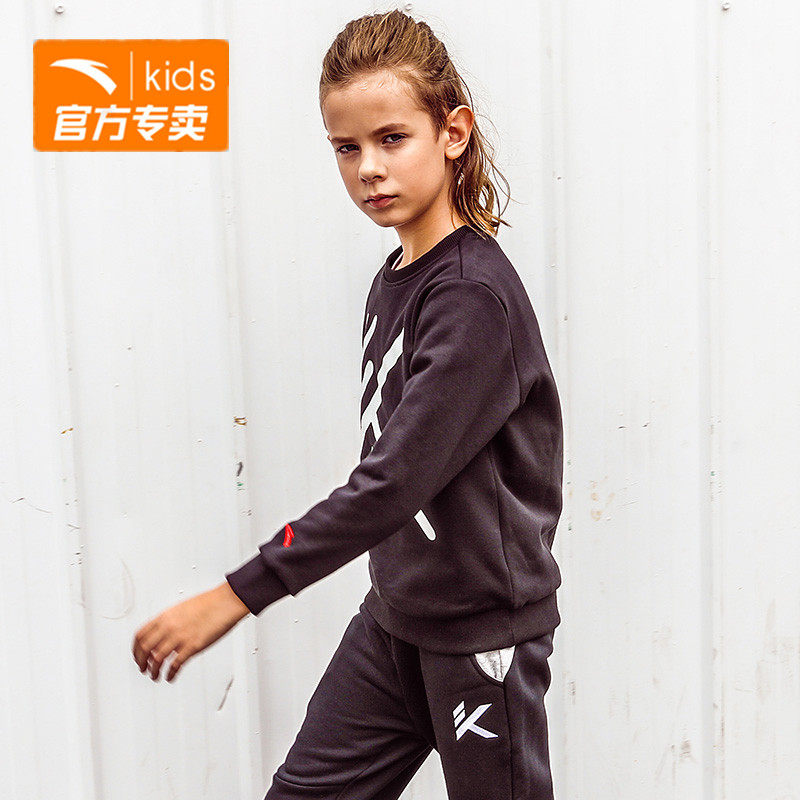 安踏 18年冬季新款 男童加绒保暖卫衣 聚划算+天猫优惠券折后￥99包邮（￥119-20）130~170码2色可选