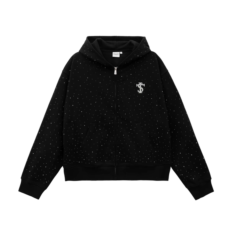 Stk Smacc Tonw Starry Sky Hooded Cardigan Sweatshirt Zipper Jacket Light Trendy Brand Rhinestone Jacket Stk Smacc Tonw Starry Sky Hooded Cardigan Sweatshirt Zipper Jacket Light Trendy Brand Rhinestone Jacket