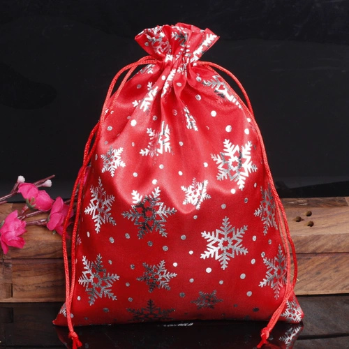 Apple, красный рождественский защитный амулет, упаковка, мешочек, тканевый мешок, со снежинками, подарок на день рождения