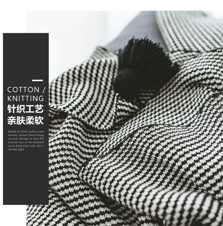 chăn giải trí đơn sofa đơn giản màu đen và trắng sọc bông handmade bông chăn ngủ trưa chăn nordic INS - Ném / Chăn chăn lông cừu giá bao nhiều