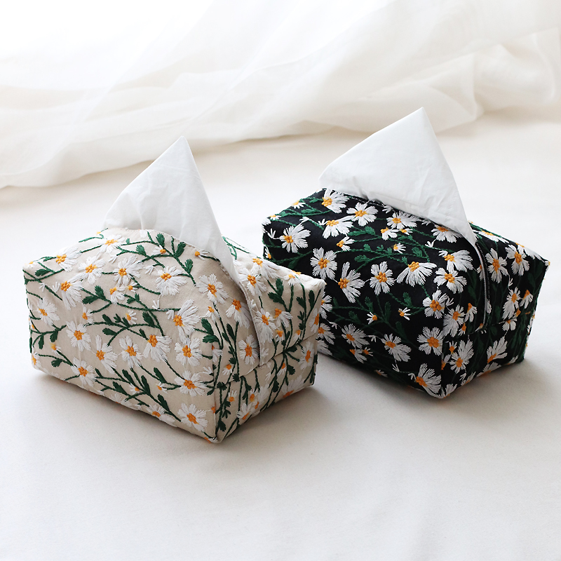 High-end Embroidered Paper Towels Box Cloth Art Advanced Sense Living Room Folk Juku Truck Armchair Cotton Hemp Cloth Art Toilet Paper Box Tissue Kit