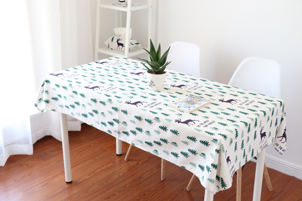 Deer Xiaoshu cotton lanh vườn nhỏ tươi châu Âu in khăn trải bàn nghệ thuật bàn cà phê vải bàn Bắc Âu hình chữ nhật mat khăn trải bàn văn phòng