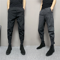 Summer new mens casual pants slim feet Velcro trend Harlem pants bunch feet versatile tapered pencil pants