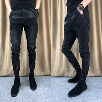 2021 spring and summer social spirit guy bunch feet casual jeans Net red thin Korean trend slim pencil pants