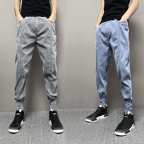 2021 spring and summer new mens toe jeans Tide brand straight tube casual small feet Haren pants Joker thin casual pants