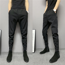 2021 Winter men plus suede thickened casual western dress pants with small feet pure color 100 lap Harlan youth bunches pants