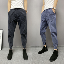 2021 autumn jeans men slim toe trousers solid color retro spirit guy casual little feet Haren pants