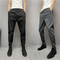 Autumn pants mens casual pants solid color trend youth small feet Korean spirit guy slim foot pencil pants
