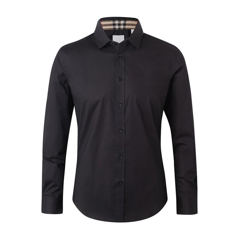 Pure Original Quality Classic Business Casual Long-Sleeved Solid Color Men's Shirt with Horse B Letter Embroidery Pure Cotton Shirt