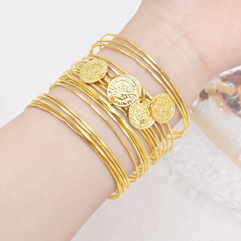 Golden Indian Bracelet for Women, Belly Dance Accessories, Western-Style Multi-Layered Ethnic Bracelet, Dunhuang Exotic Style Bracelet