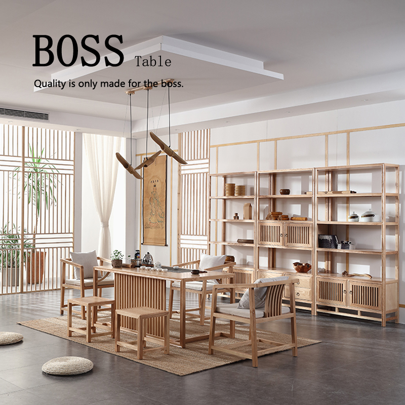 New Chinese style tea table simple coffee table kung fu tea table Zen solid wood tea table and chair combination tea house club furniture