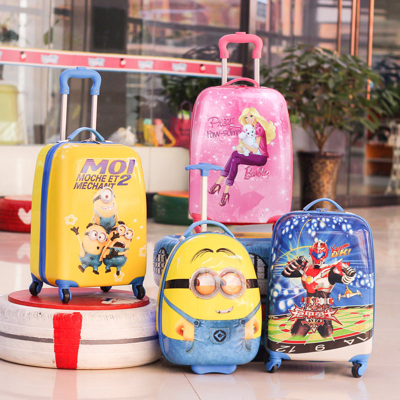 Child Pull-Lever Box Men 16 Inch Female Small Baby Cute Cartoon Suitcase Princess Suitcase Girl password leather case