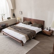 North American black walnut 18m double bed Nordic minimalist furniture light luxury frame 15m cherry wood solid wood bed