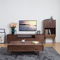 North American black walnut coffee table TV cabinet combination solid wood coffee table American minimalist tea table modern living room storage low table