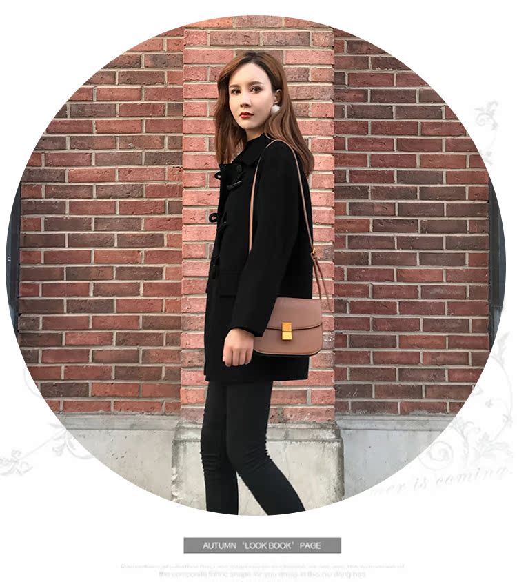 Mùa thu đông 2018 phiên bản mới của Hàn Quốc có khóa sừng ngắn đoạn lông đen lỏng lẻo áo len nhỏ nữ áo khoác nữ cao cấp