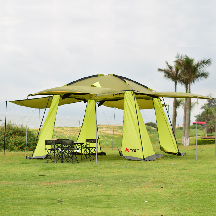 Stepper double-layer four-door outdoor rain-proof pergola camping barbecue awning multi-person large pergola beach awning
