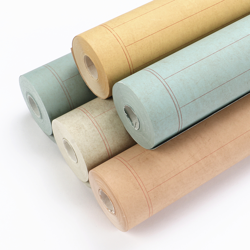 Small block of calligraphy paper vertical lattice-shaped metaletterhead imitation ancient made of old batik dyeing long curly rice paper Semi-raw cooked calligraphy Special work paper