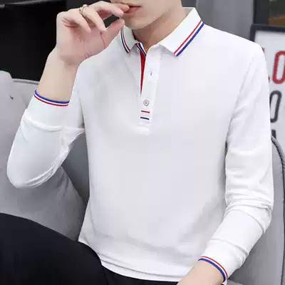 Men's T-shirt long-sleeved cotton polo shirt men's lapel Korean version of the trend casual wild high-end trend brand men's top